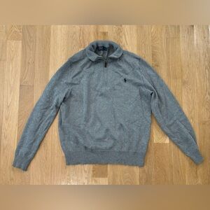 Polo Ralph Lauren Gray Quarter Zip Sweater Cotton. Size Large